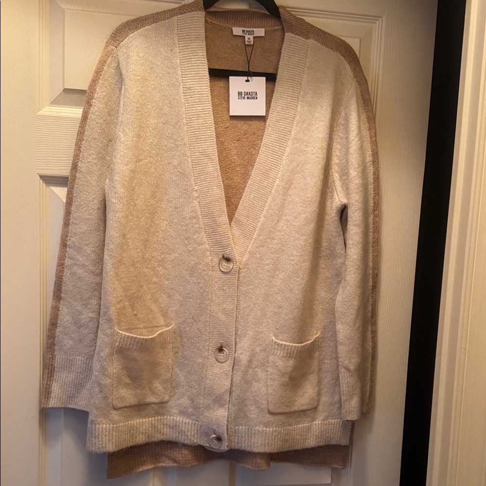 BB Dakota Cream and Tan Cardigan